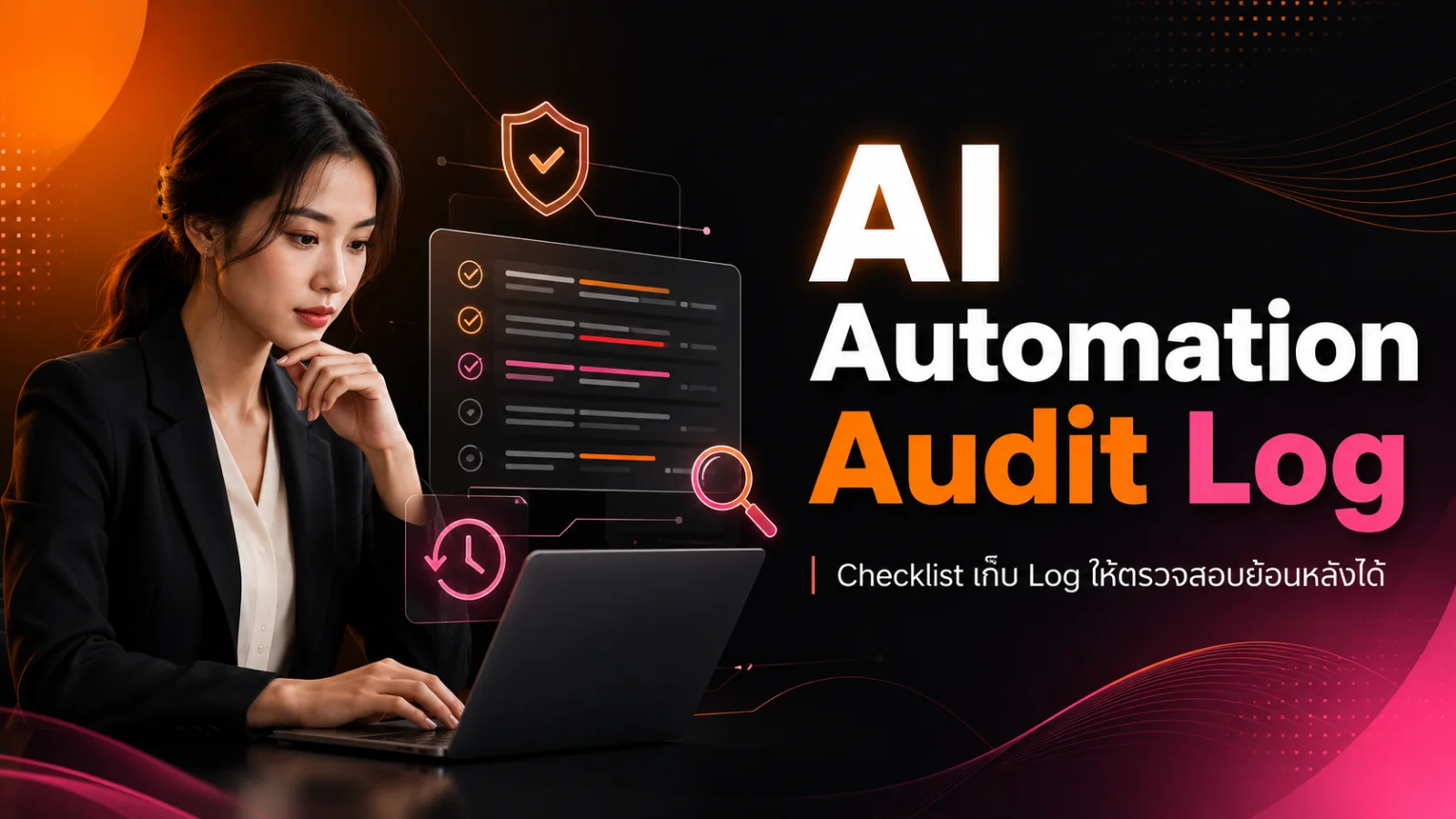 ภาพประกอบ AI Automation Audit Log และรายการตรวจสอบเหตุการณ์ใน Workflow