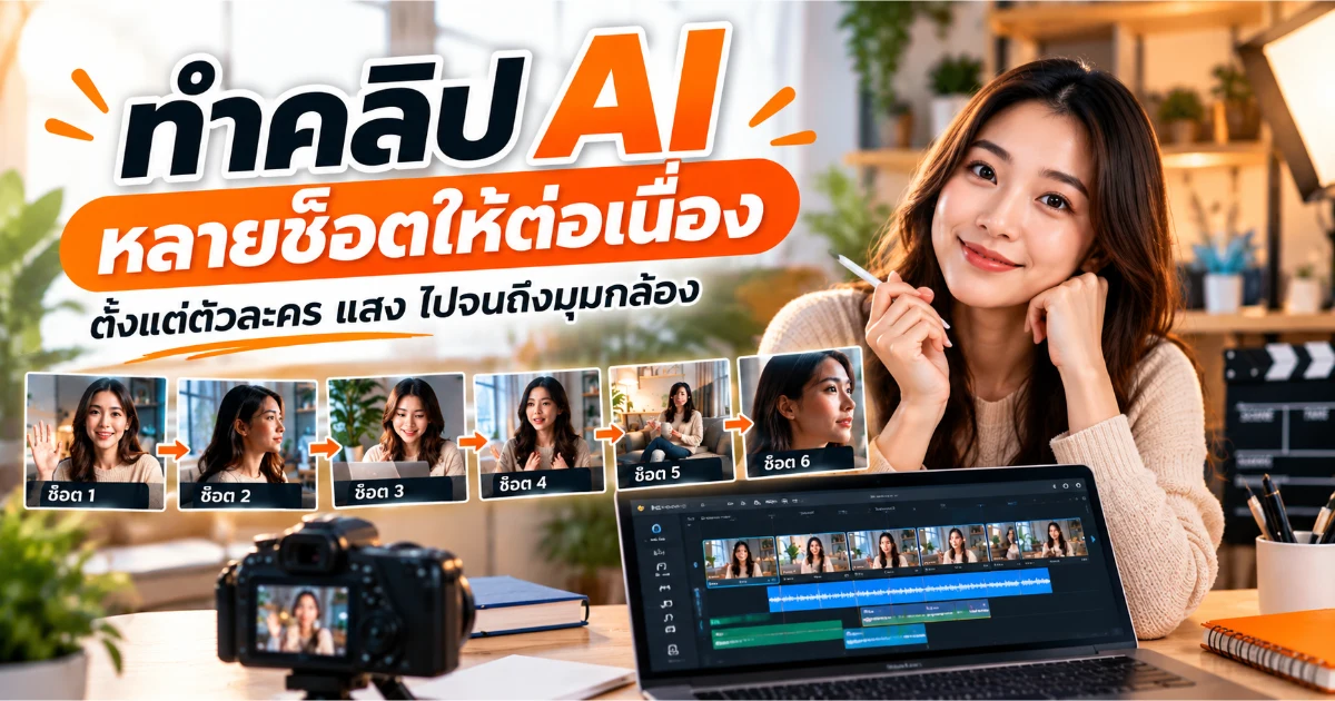 ภาพตัวอย่างการเปรียบเทียบช็อตวิดีโอ AI ที่มีตัวละคร แสง และฉากต่อเนื่องกัน