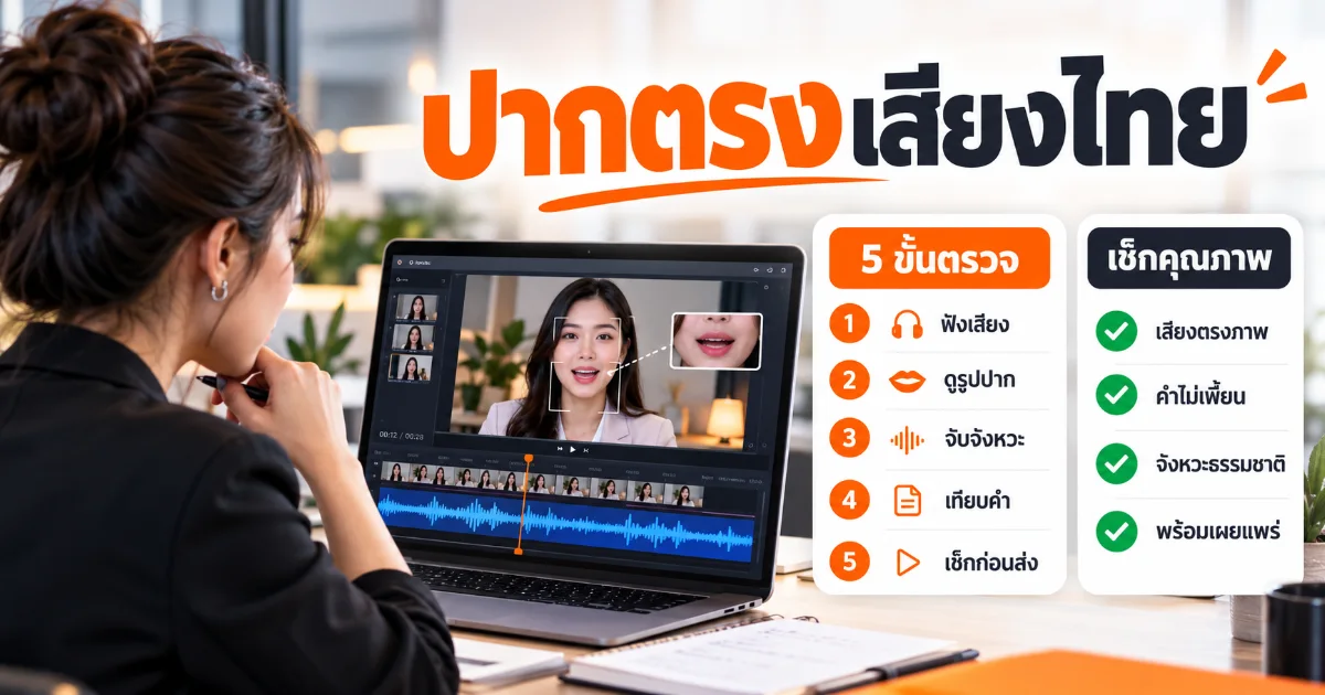 ทำวิดีโอ AI พูดภาษาไทยให้ปากตรงเสียง: วิธีตรวจ Lip Sync ก่อนเผยแพร่