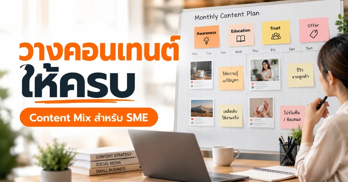 ภาพวางแผน Content Mix รายเดือนสำหรับ SME ตาม Customer Journey