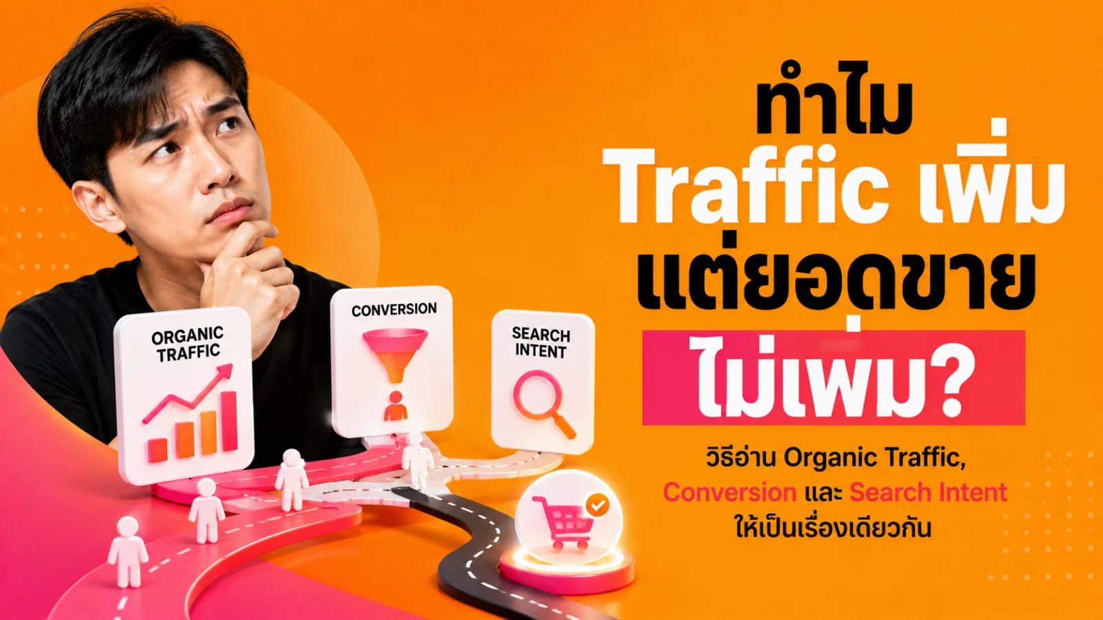 หน้าจอวิเคราะห์ Organic Traffic และ Conversion เพื่อเปรียบเทียบคุณภาพของการเข้าชมเว็บไซต์