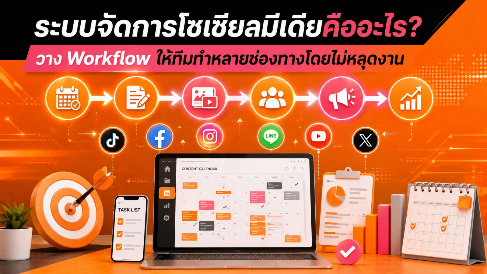 ทีมการตลาดสองคนกำลังหารือและวางแผนงานคอนเทนต์ร่วมกันในออฟฟิศ