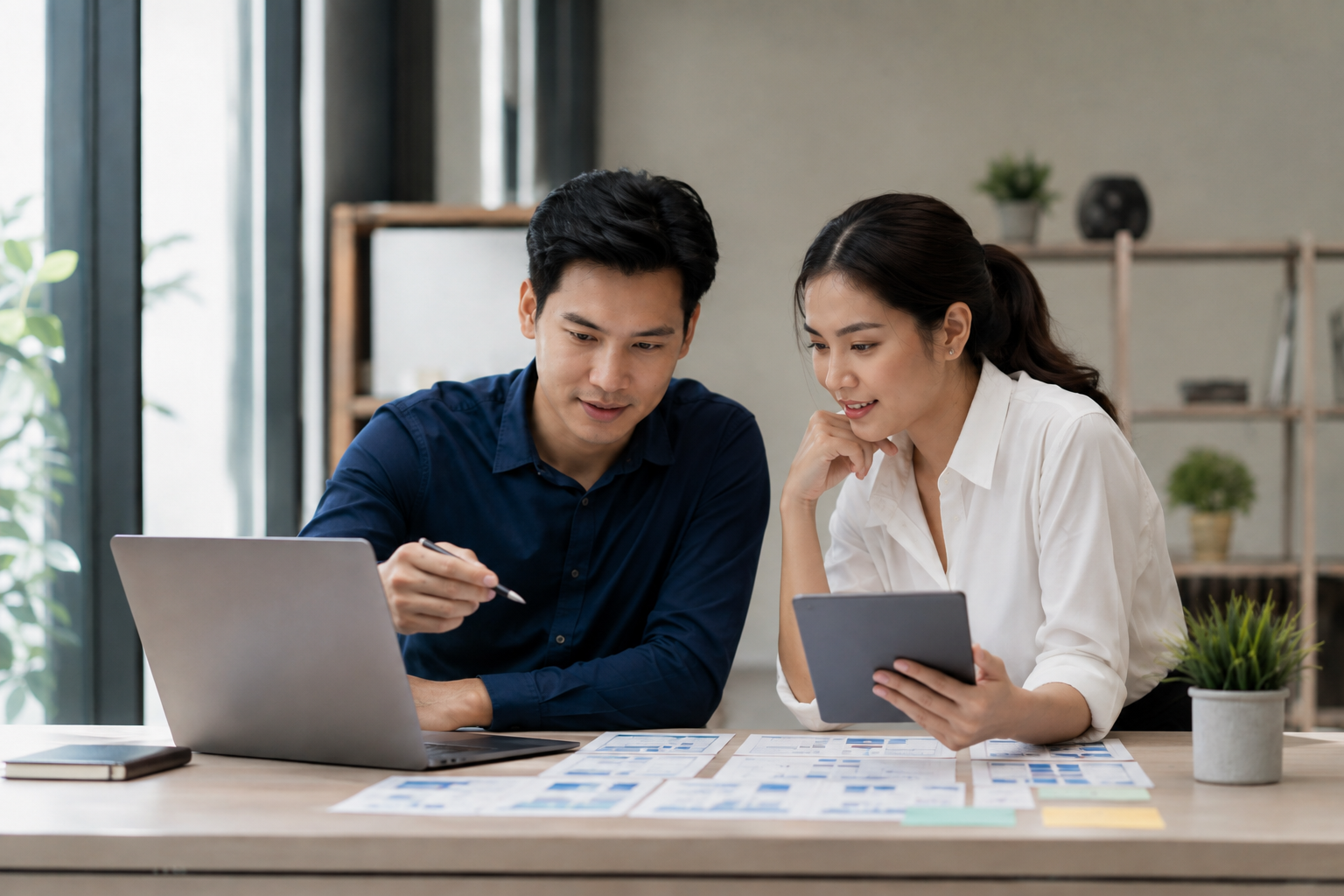 Business professional reviewing entity, content direction and SEO, AEO and GEO structure